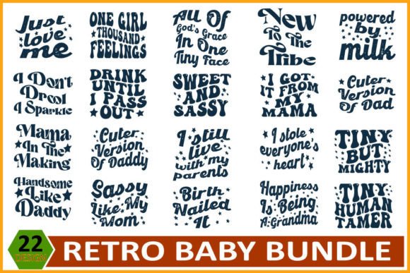 Retro Baby Design Bundle for Graphics and T-Shirt Designs