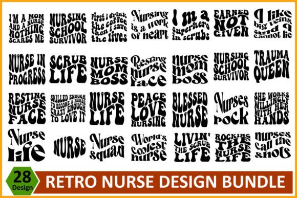Retro Nurse SVG Design Bundle for T-Shirt Designs and Graphics