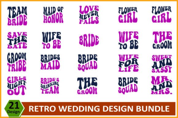 Retro Wedding SVG Design Bundle for T-Shirt Designs & Graphics